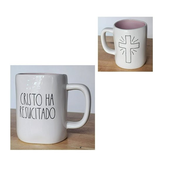 Rae Dunn‎ Embossed Cross White Pink Ceramic Coffee Mug Religious Theme 16oz - Picture 12 of 12